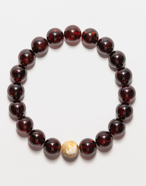 Браслет из янтаря мужской на руку, Браслет мужской из натуральных камней, диаметр 9 мм