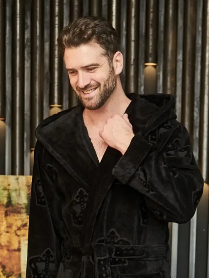 Халат мужской RICHARD с капюшоном Черный POLENS Турция