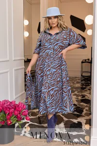 Платье 1543-бирюзовый-бежевый Minova