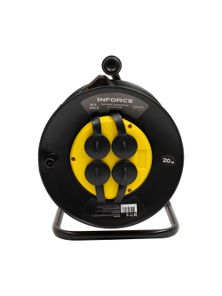 Силовой удлинитель Inforce на катушке, 4 гнезда, с/з ПВС 3х1,5 16A 20м IP44 GRANITE ZG 09-15-07