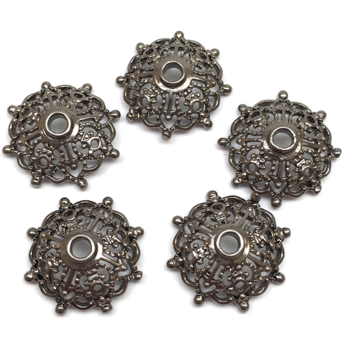 Шапочки для бусин 15х5 мм, черный родий