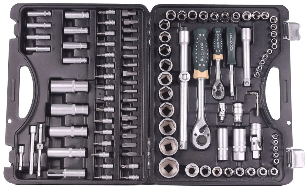 Набор торцевых головок и вставок RF-41082-5: 1/2" & 1/4"DR 6-гранных 108пр. ROCKFORCE