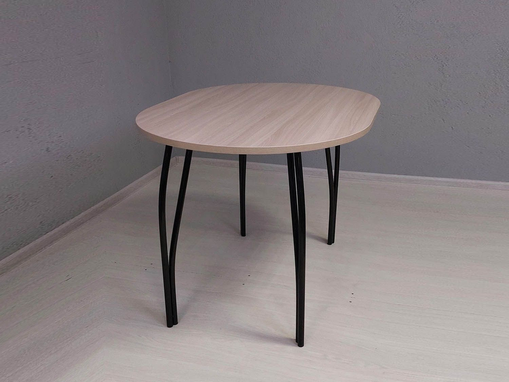 Стол СТ-10 овал Черный / Ясень Шимо светлый