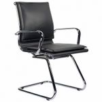 Кресло для приемных и переговорных BRABIX "Kayman CF-102", экокожа, хром, черное, 532572