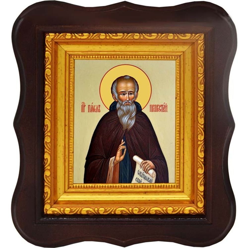 Павел Препростый преподобный. Икона на холсте.