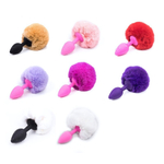 Анальная втулка розовая с заячим хвостом Medium 8,5 см