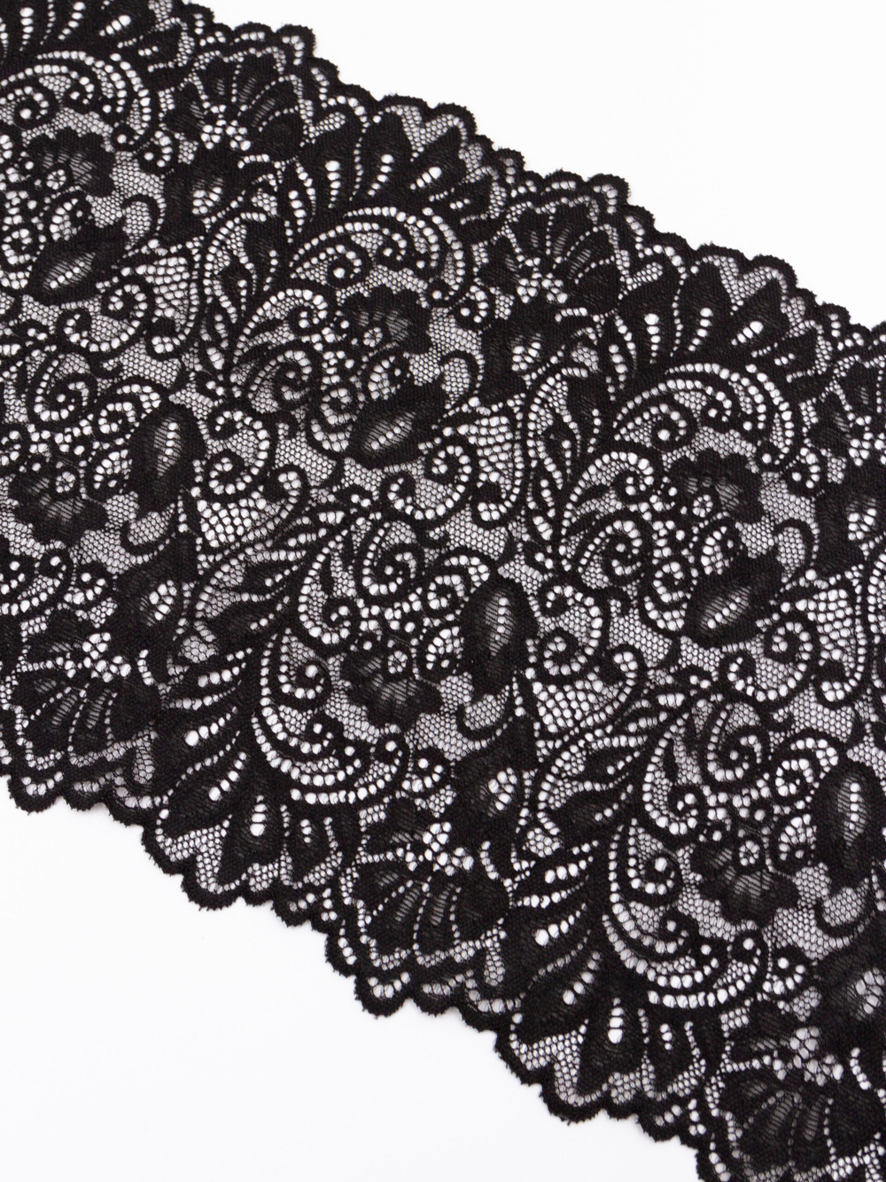 Эластичное кружево черное ширина 20 см