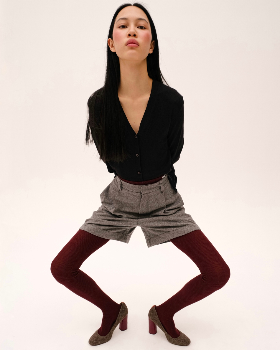 Колготки в рубчик Бордовая перчатка