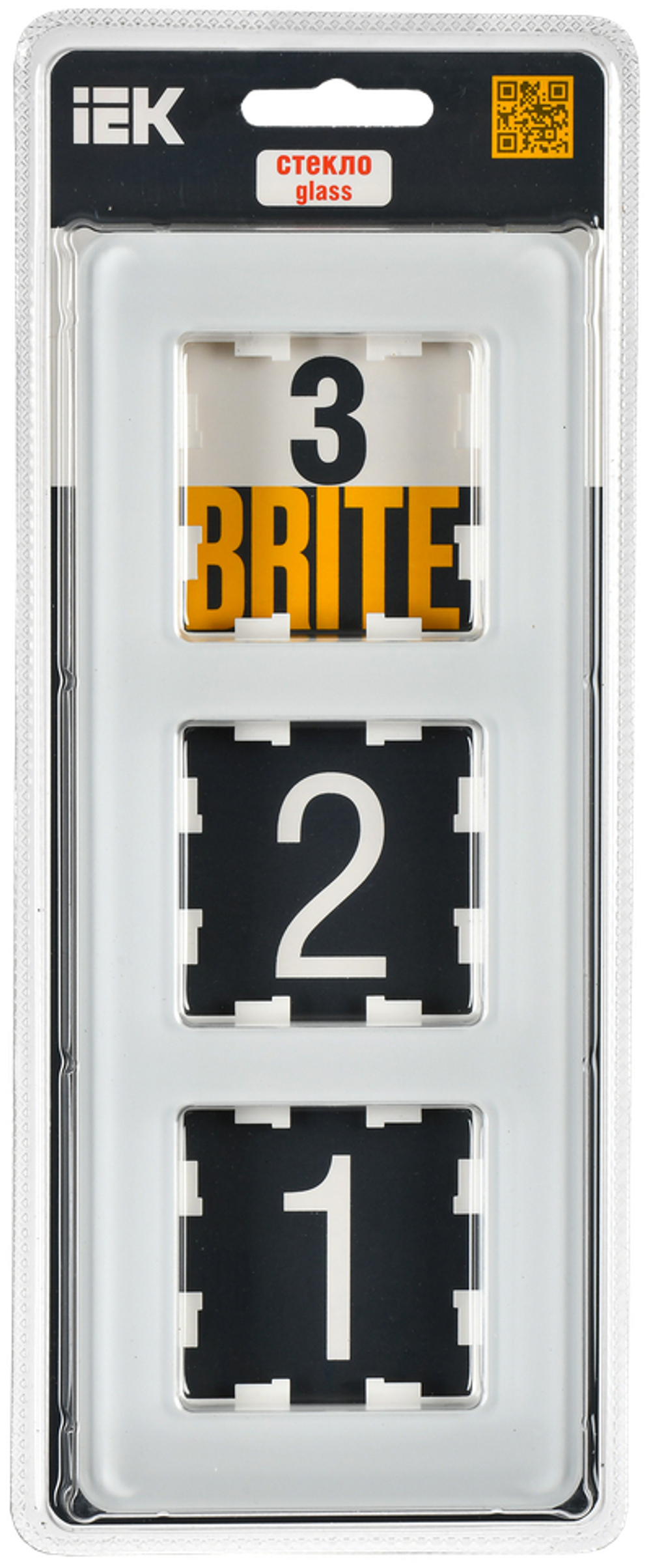 BRITE Рамка 3-местная РУ-3-2-Бр стекло белый RE IEK