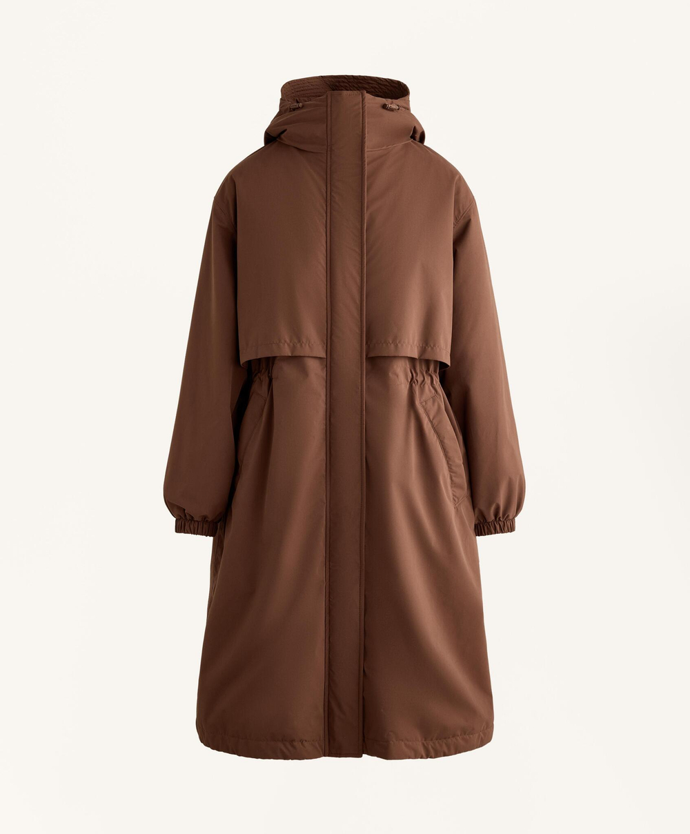 Oysho Водонепроницаемый длинный плащ с подкладкой FELLEX® AEROGEL 10K, коричневый