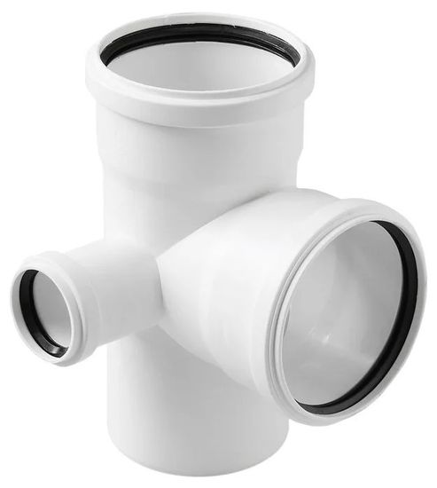 Крестовина двухплоскостная Sinikon Comfort 110x110x50 мм 87° левая канализационная (арт. 512033.K)