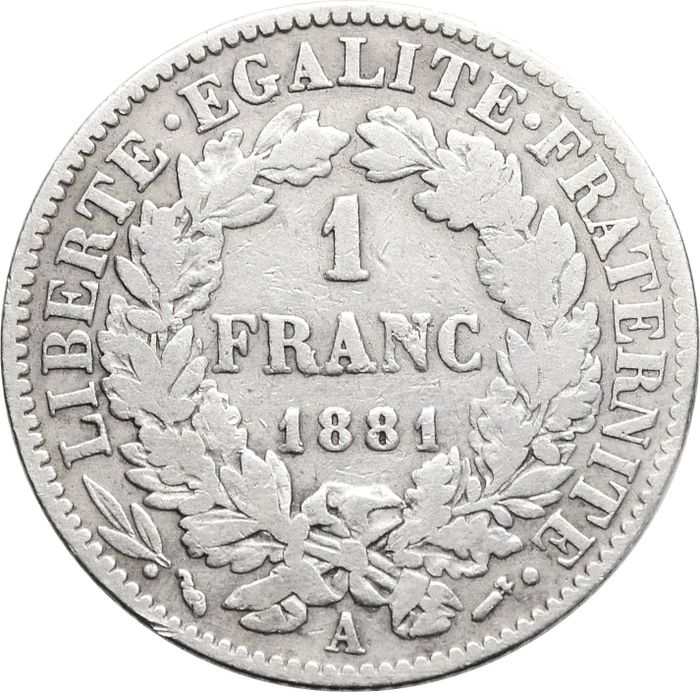 1 франк 1881 Франция