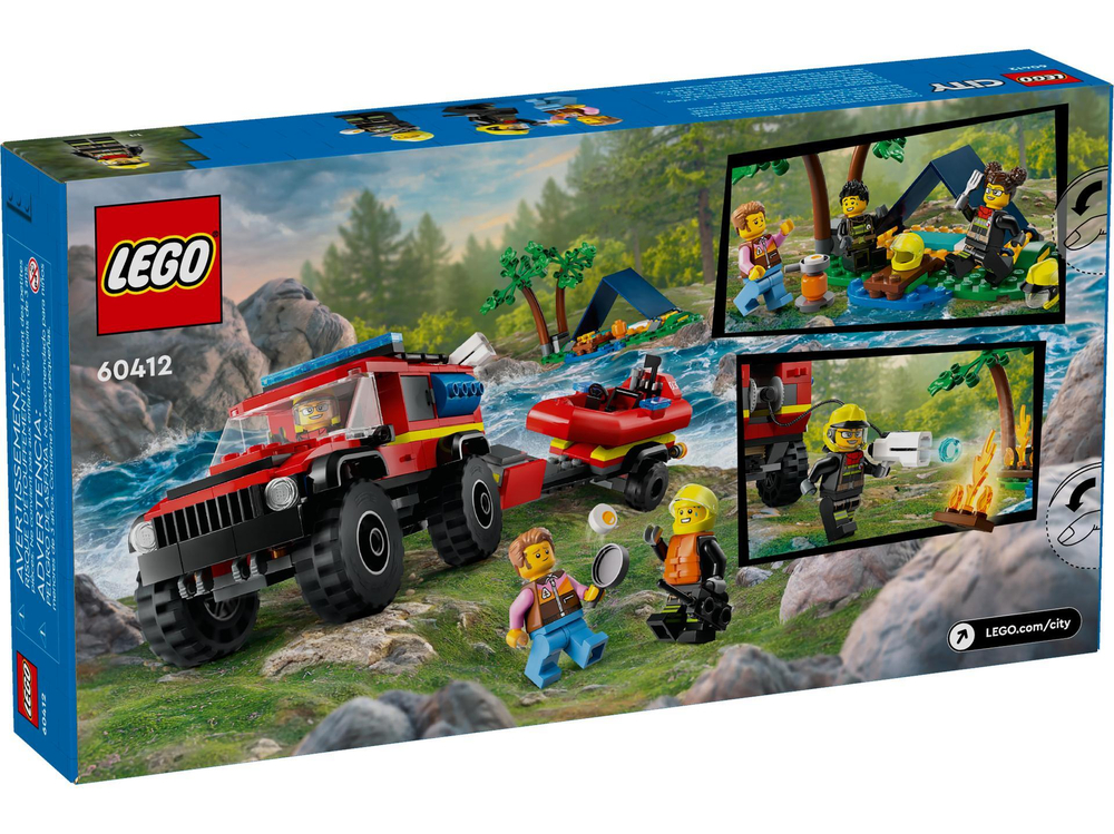 LEGO City 60412 — пожарная машина 4×4 со спасательной лодкой, техника спасателей