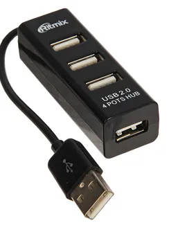 Разветвитель USB (Hub) Ritmix CR-2402, 4 порта, USB 2.0, черный,