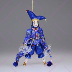 Ёлочная игрушка Клоун цветной парчовый