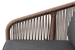 "Канны" лаунж-зона 4-местная из роупа со столом "Верона" (серый гранит), каркас алюминиевый коричневый, роуп коричневый