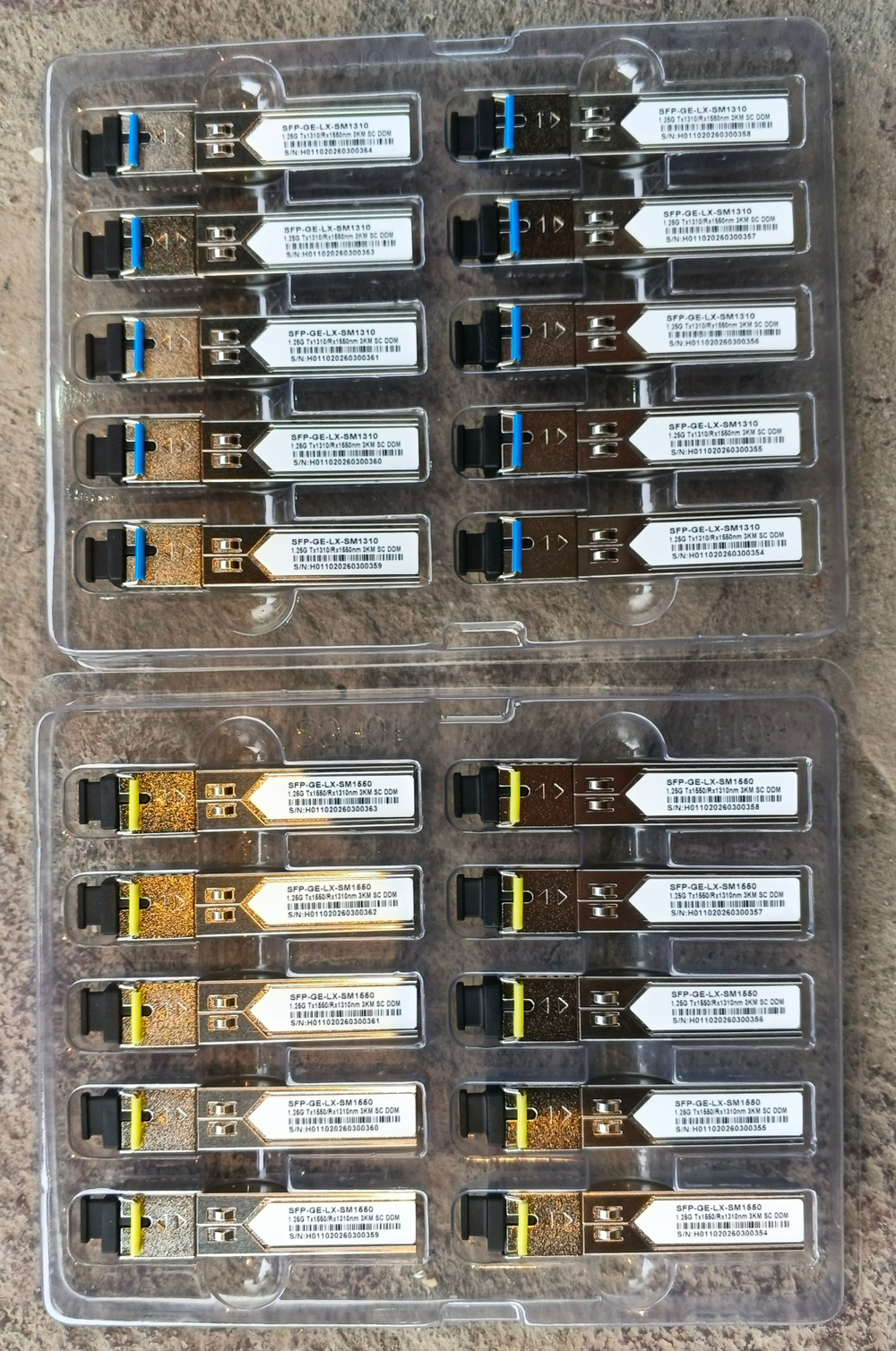 Трансиверы (пара) WDM SFP, одноволоконные, SC, 1,25Gb/s, 1550/1310нм, SM, 3км, DDM