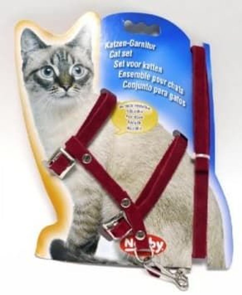 Шлейка д/кошек ВЕЛЮР АССОРТИ  Nobby