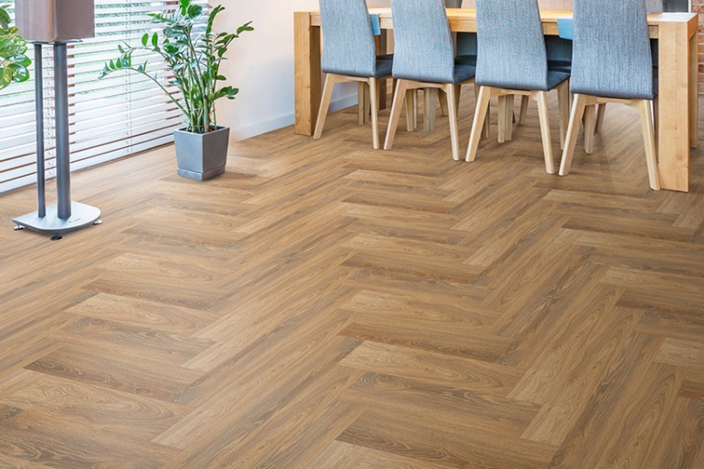 Кварц-винил SPC Floor Factor Herringbone 5 мм Tobacco Braun Oak 2.187м2