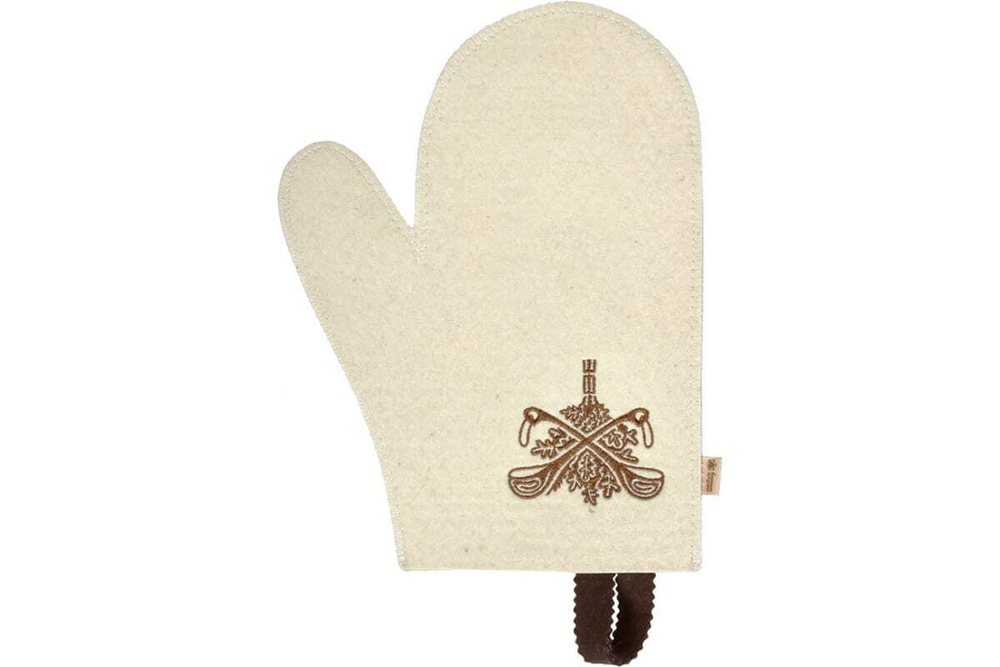 РУКАВИЦА БЕЛАЯ С ВЫШИТЫМ ЛОГОТИПОМ БАННЫЕ ШТУЧКИ 41419