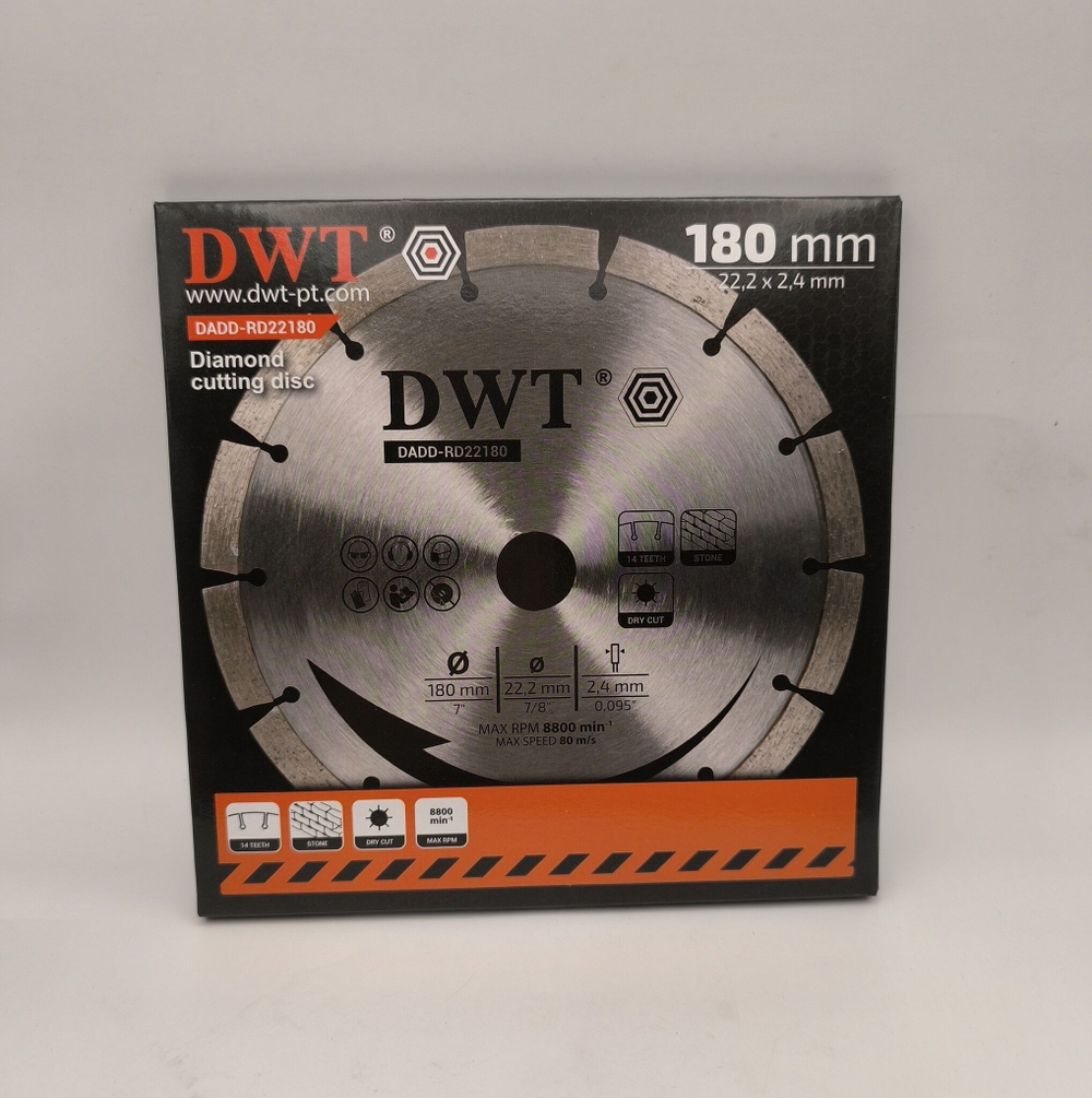 Диск алмазный отрезной для сухой резки 180x22.23x8x2.2 DWT DADD-RD22180