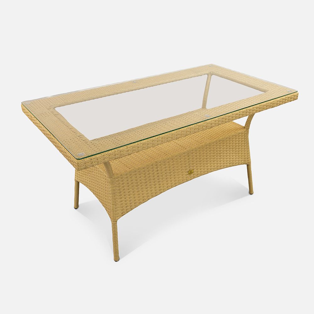 Стол Kipr 1400х820 СТ  Индийское дерево, RAL 1014 , CT.Прозрачное