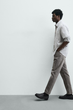 ZARA ДЖИНСЫ SLIM TAPERED FIT, СЕРЫЙ