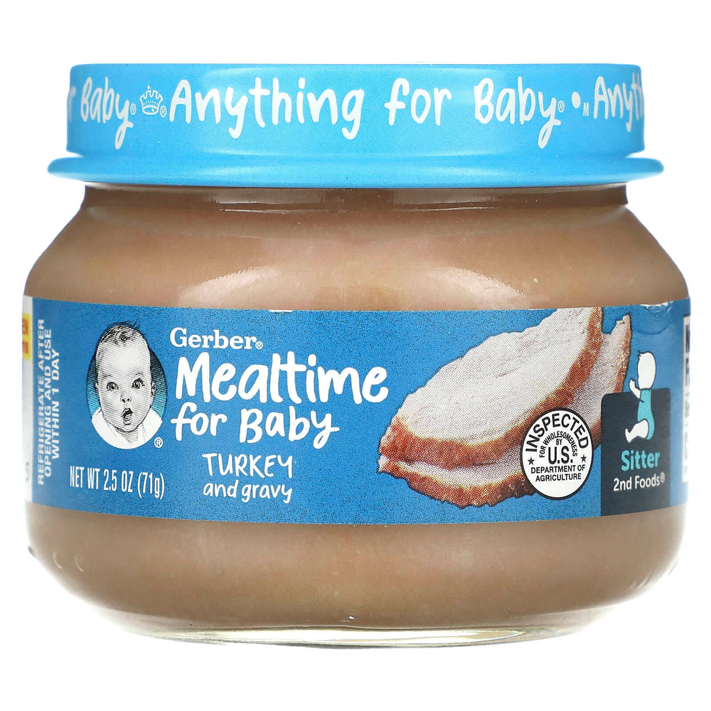 Gerber, Mealtime for Baby, питание для младенцев, с индейкой и подливкой, 71 г (2,5 унции)