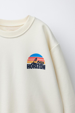 ZARA ТОЛСТОВКА С ПРИНТОМ, ЭКРЮ