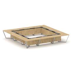 Steel Meet Стол переговорный квадратный KMK-PR.B.SP-24K Тиквуд Светлый/Графит Глянец/Металл Серый 48