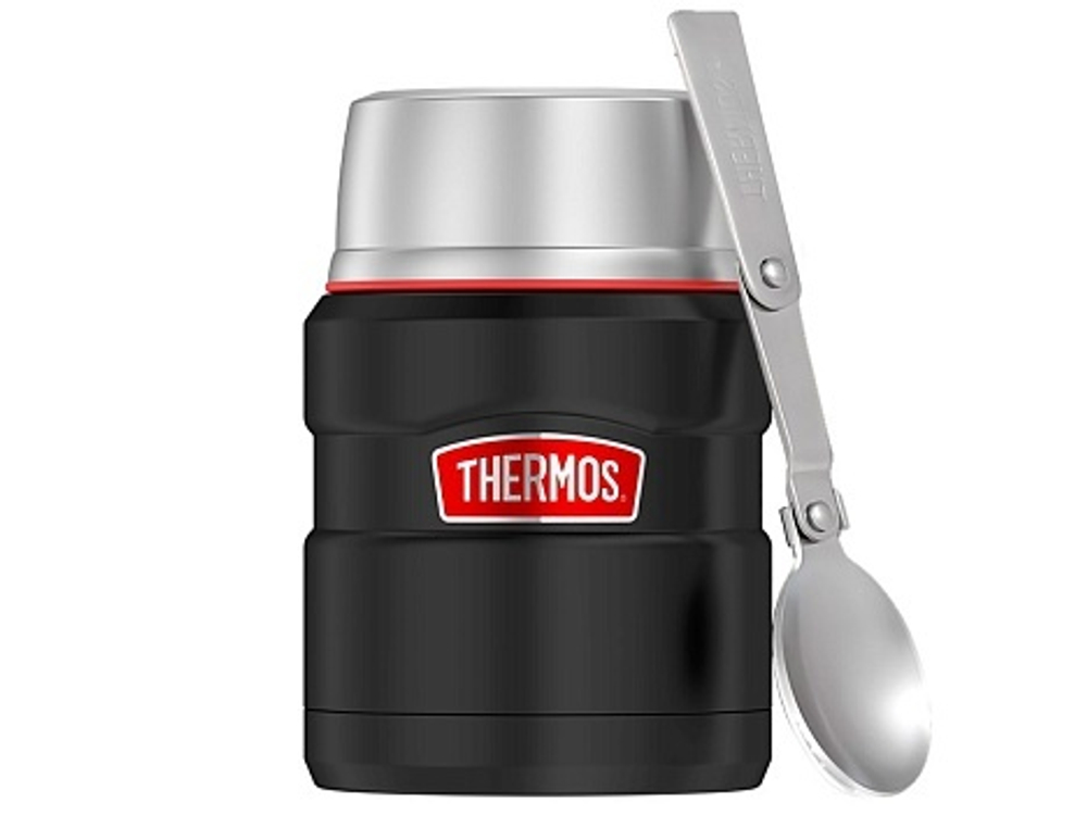 Термос для еды THERMOS KING SK-3000 RCMB 0,47L, складная ложка, чёрный