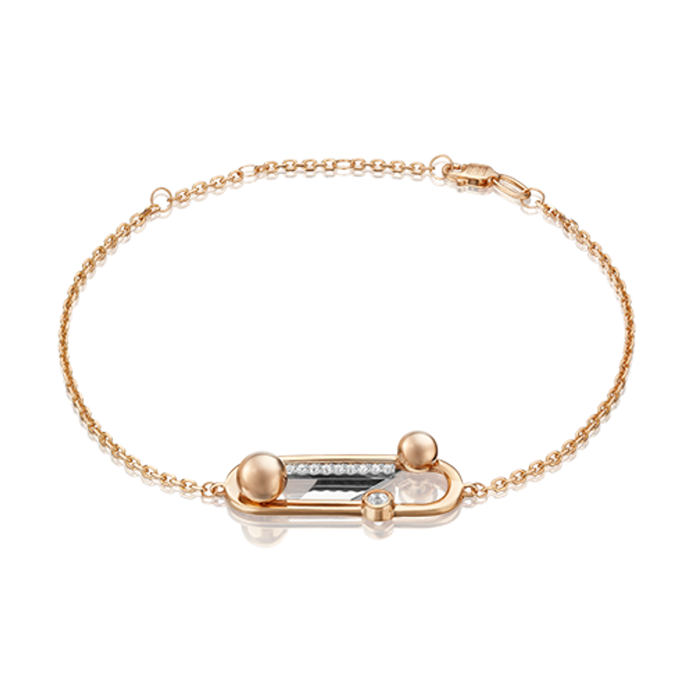 Браслет «Стильная фантазия» из комбинированного золота c натуральными топазами white Артикул: 05-0699-00-201-1111