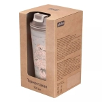 Термостакан с клапаном и декором карта 350мл в подарочной коробке (светло-бежевый)