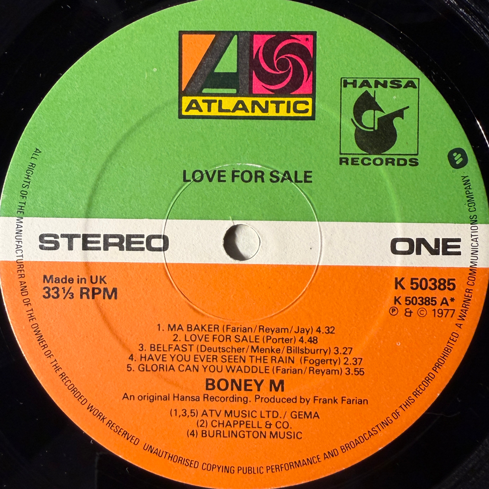 Boney M. - Love For Sale (Англия 1977г.)
