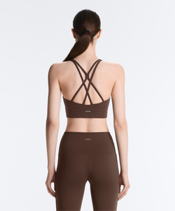 Oysho Спортивный бюстгальтер с бретелями на спине, коричневый