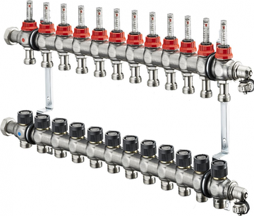 Коллектор Oventrop Multidis SF 1" арт. 1404362 (12 контуров) с расходомерами для теплого пола