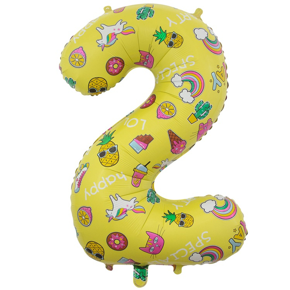 Шар фольгированный Цифра 2 81 см (Желтый)