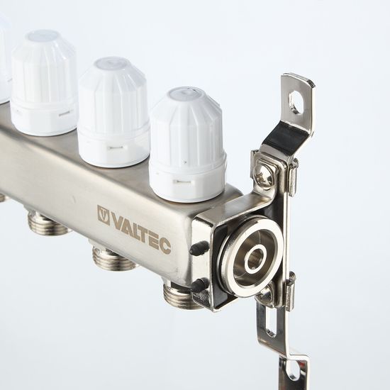 Коллекторный блок Valtec 1"x3/4" 8 выходов с расходомерами (нерж. сталь) VTc.579.EMN.0608