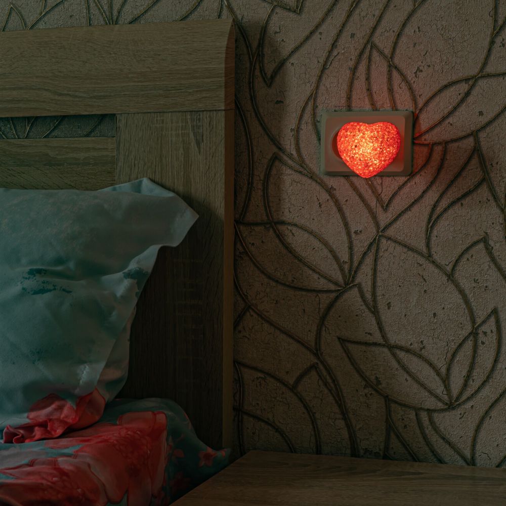 DTL-309-Сердечко-RED-1LED-0.1W Светильник-ночник. Выключатель на корпусе. Блистер