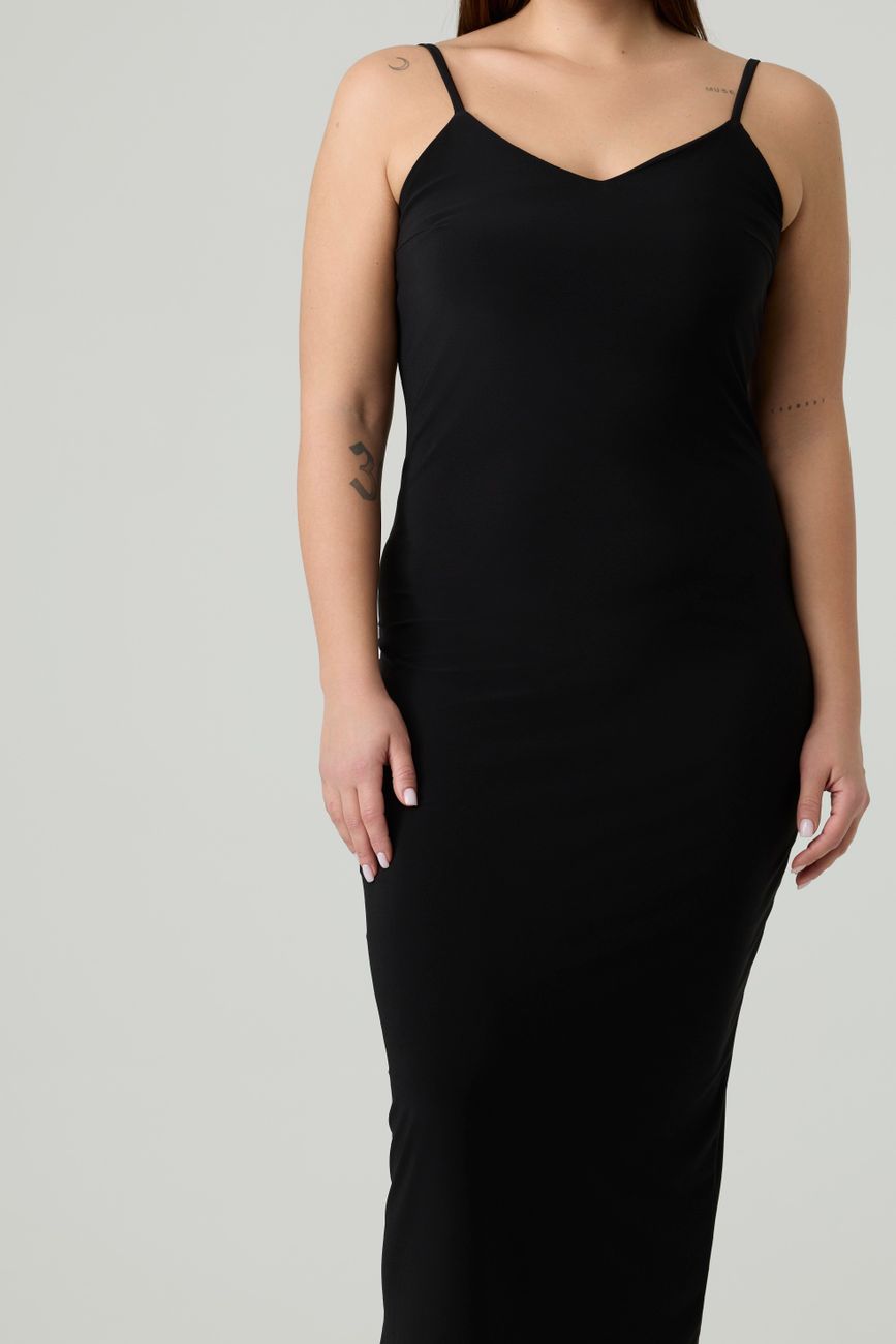 Платье-комбинация из трикотажа, черный