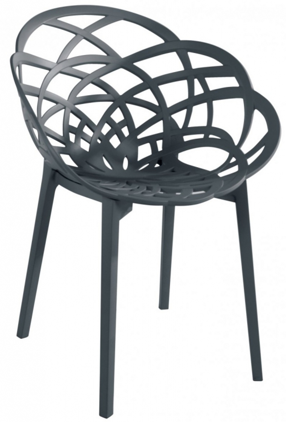 Кресло пластиковое Papatya Flora, антрацит матовый