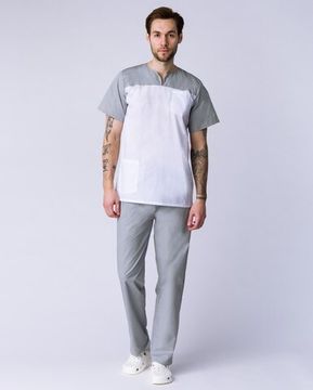 Костюм мужской "Стоматолог" (серый/белый)