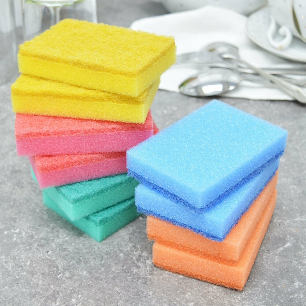 Губка бытовая с чистящим слоем 10шт "Супер STREAM", 10*6,5*2см