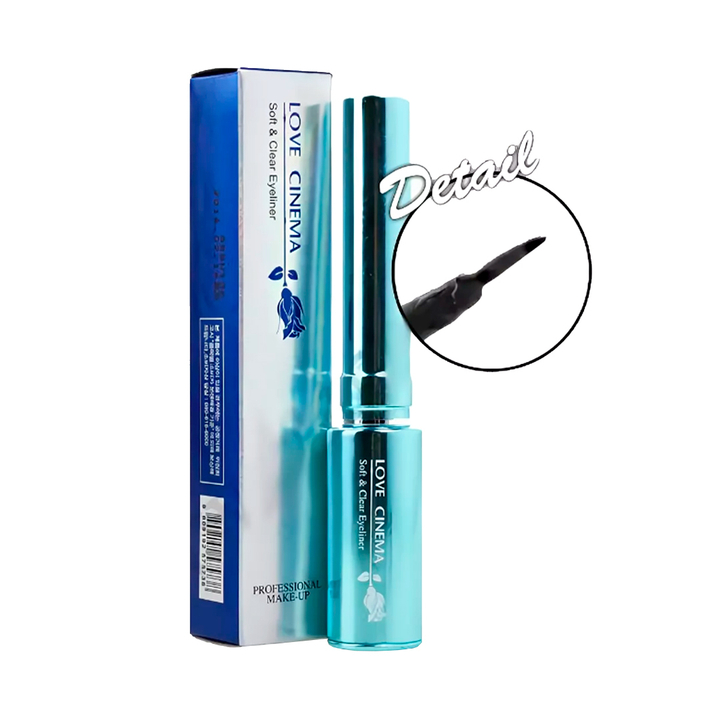 Подводка для век жидкая с кисточкой Love cinema Soft&Clear eyeliner цвет черный (blue) 7 мл