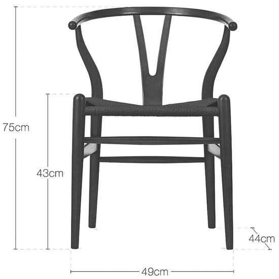 Стул Wishbone черный со светлым сиденьем