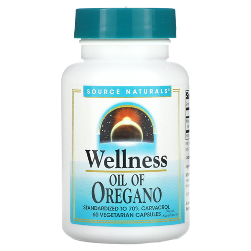 Source Naturals, Wellness, масло орегано, 45 мг, 60 вегетарианских капсул
