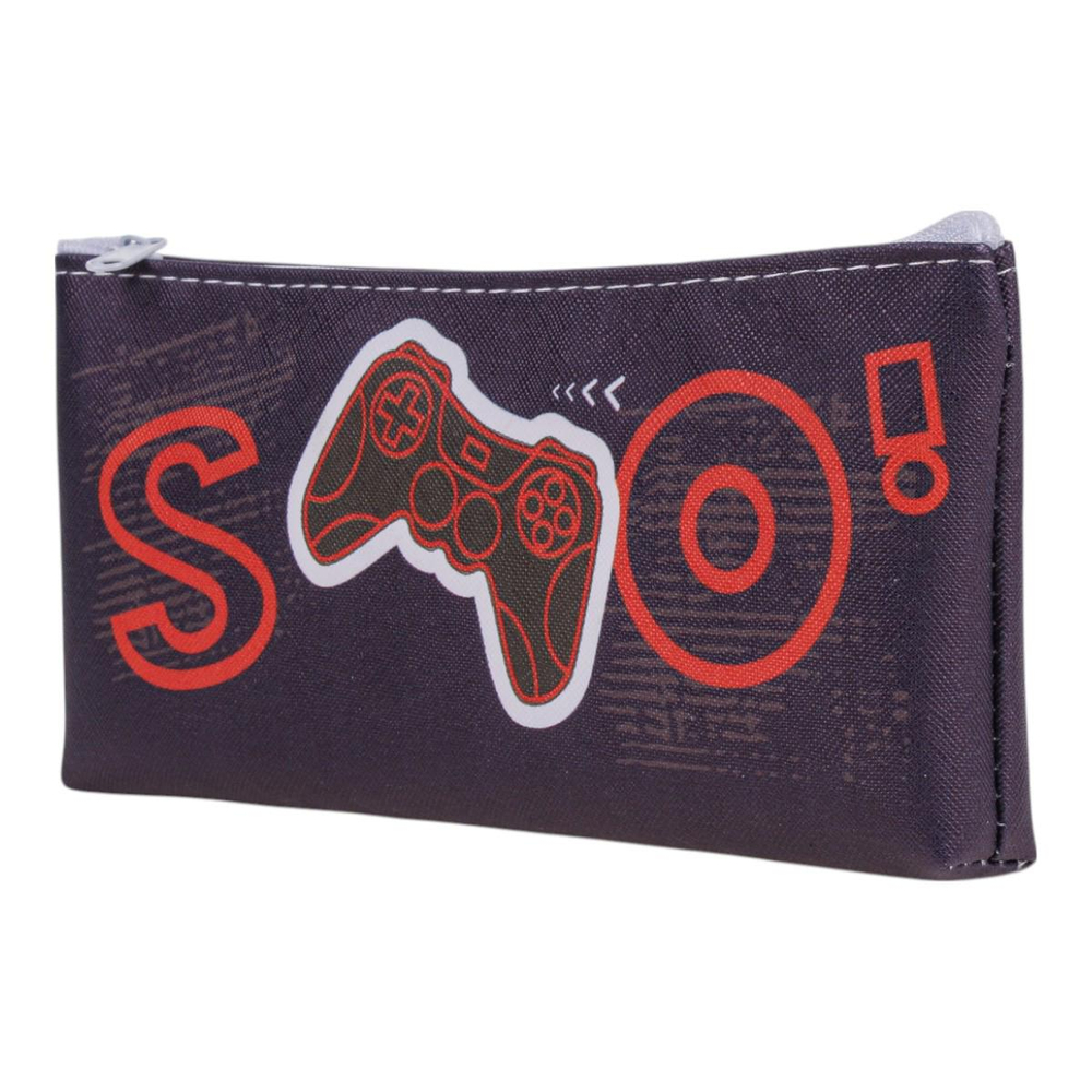 Пенал-косметичка "Джойстик" серый с зеленым