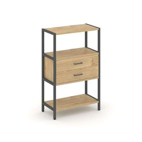 Shelf System Односекционный стеллаж трехярусный с ящиками SN.STM-312 Тиквуд Светлый/Металл Антрацит