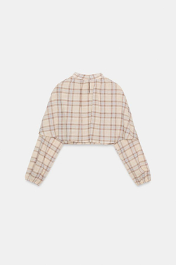 ZARA ТОП-НАКИДКА В КЛЕТКУ, ПЕСОЧНЫЙ/СИНИЙ