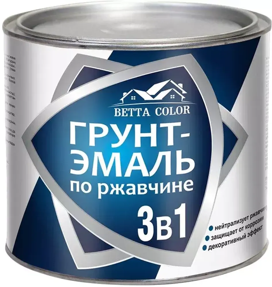 Грунт-эмаль по ржавчине 1,8кг Betta Color серый